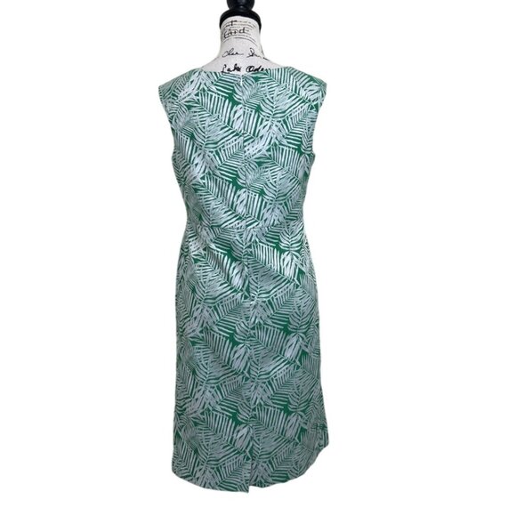 Charlollette Kellogg Green & White Tropical Print Sleeveless Dress Size 6 - Picture 3 of 7
